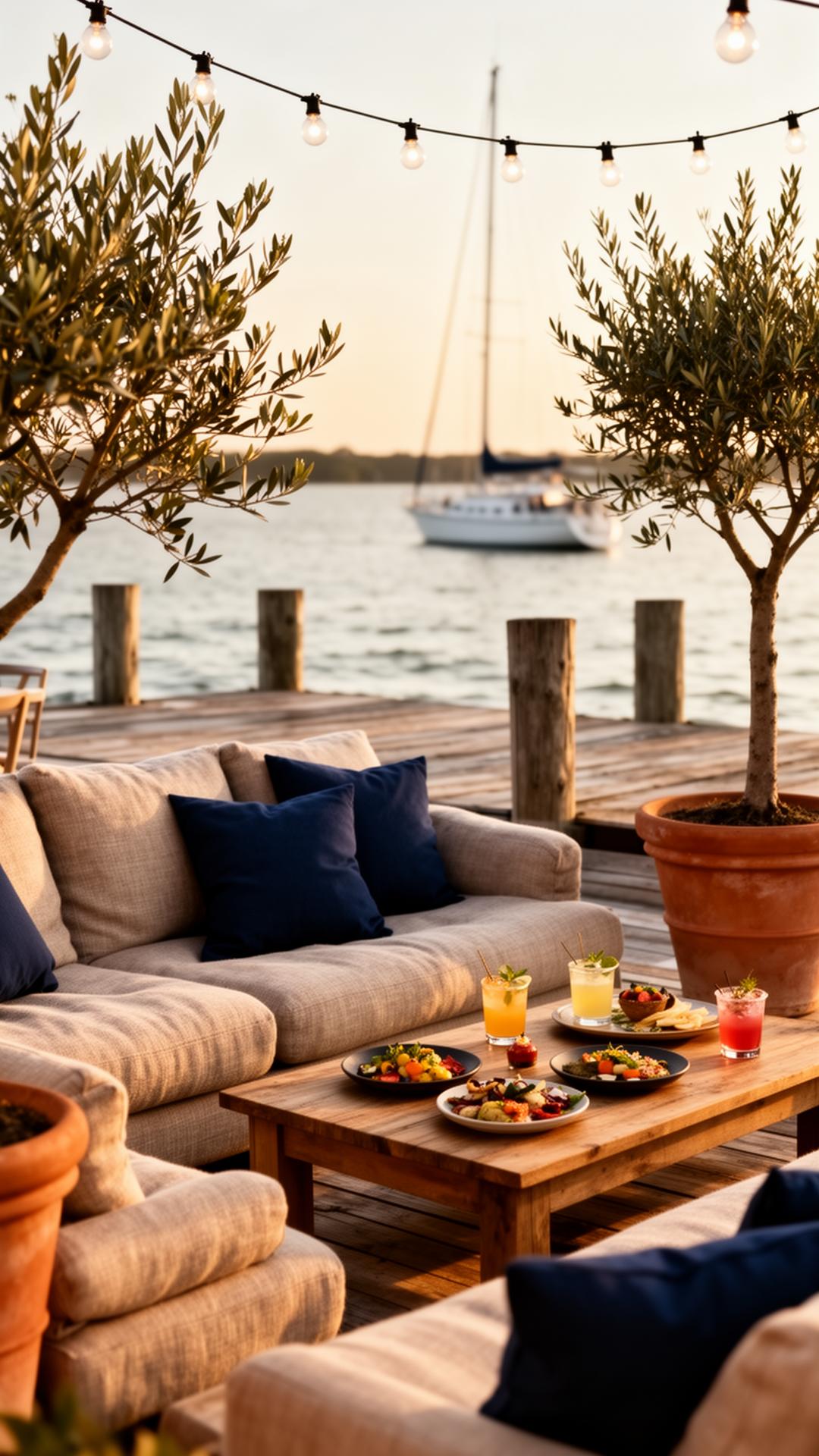 Dockside lounge area at Saylor Beach House